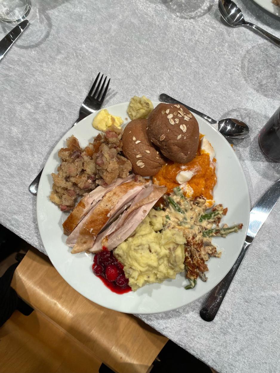 Bilde av tallerken med kalkun og tilbeh&oslash;r