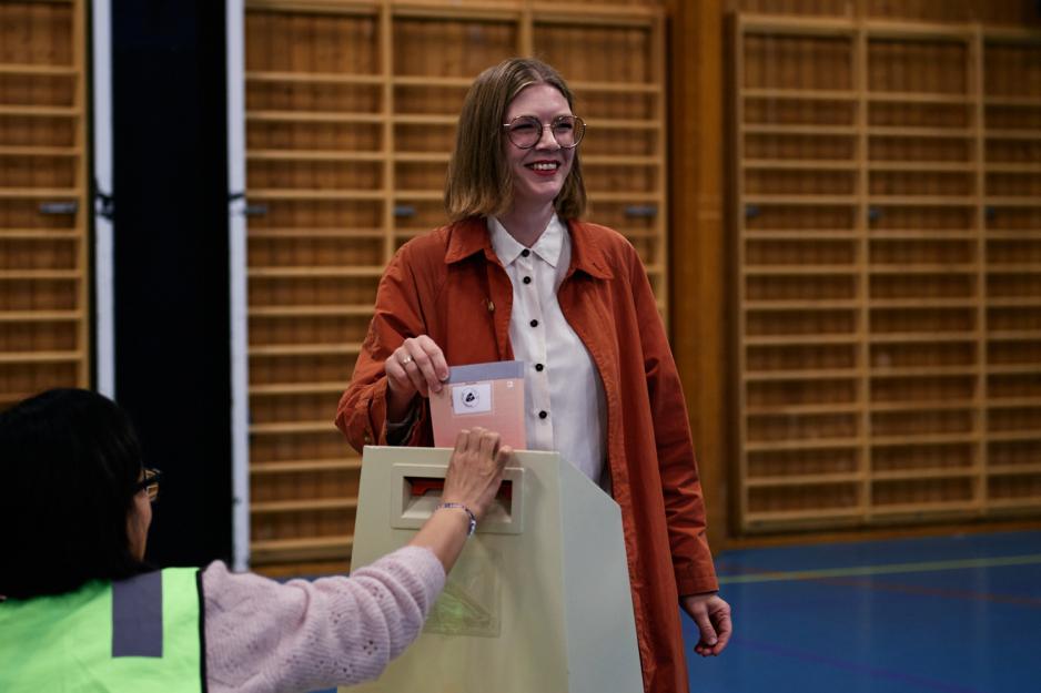 Her gir partilederen til R&oslash;dt sin stemme. 