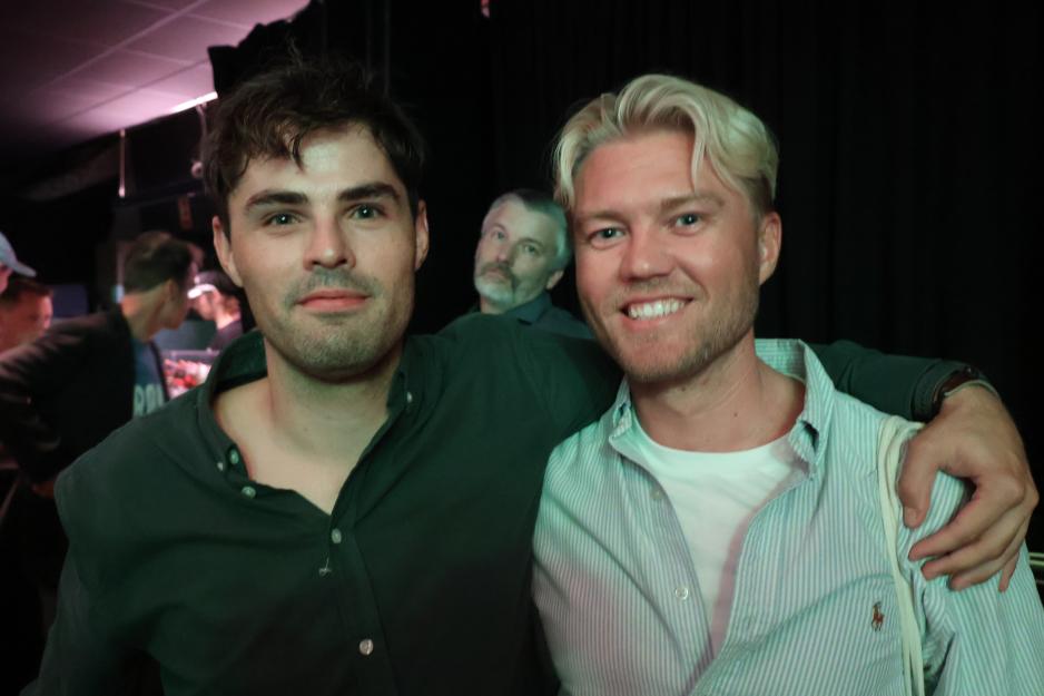 &Oslash;ystein Skjelfjord og Jo Fredrik Korneliussen p&aring; valgvaken til MDG.