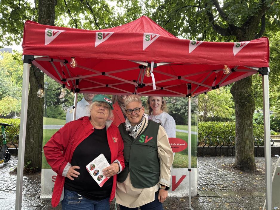 To frivillige damer p&aring; SV-stand