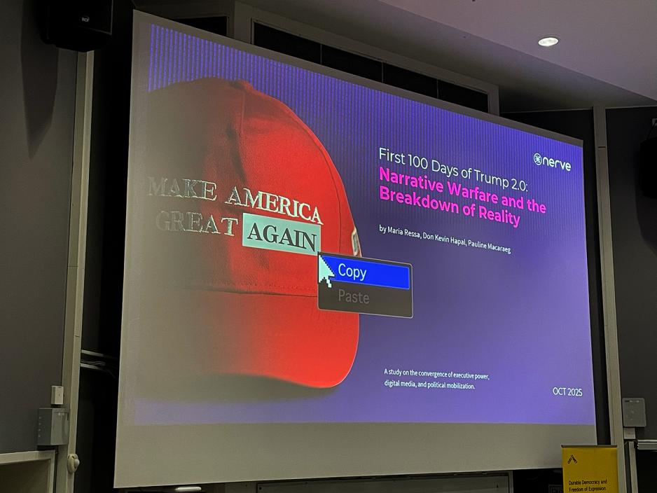MAGA-hatt p&aring; powerpoint-slide