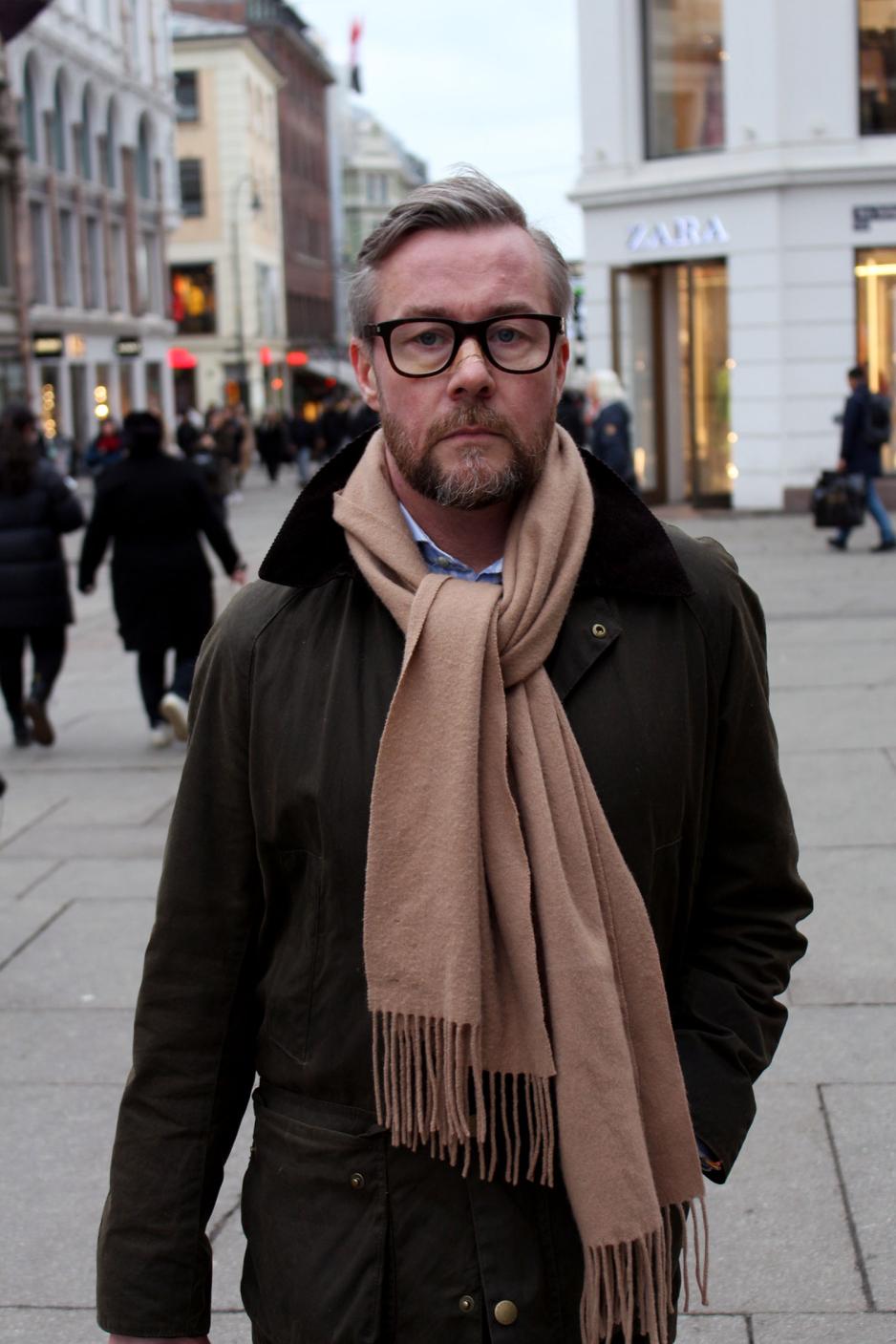 Frp-politiker Andreas Meeg-Bentzen avbildet p&aring; Egertorget p&aring; Karl Johan i Oslo.