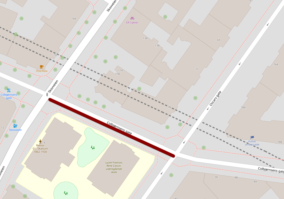 En digitalt kart som fremhever Colbj&oslash;rnsens gate