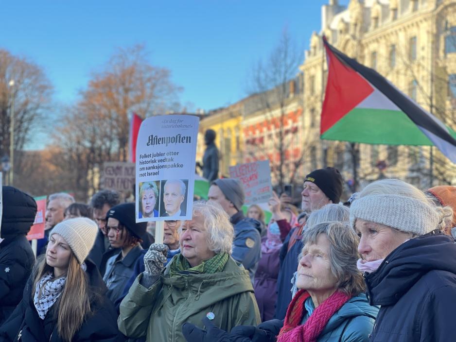 Demonstranter for Palestina foran Stortinget