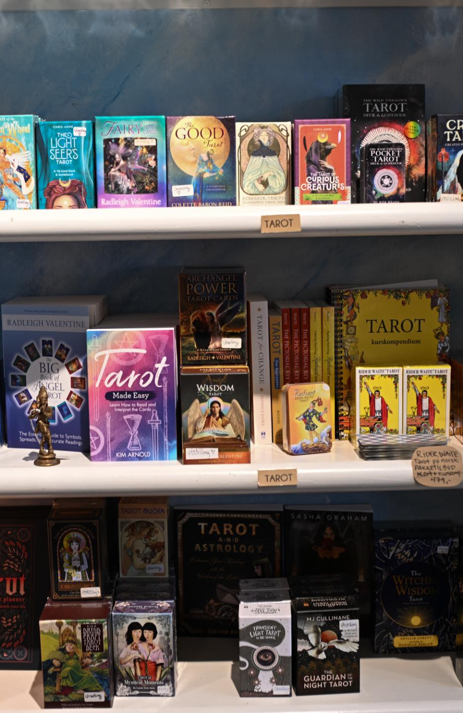 mange b&oslash;ker plassert i ei bokhylle.