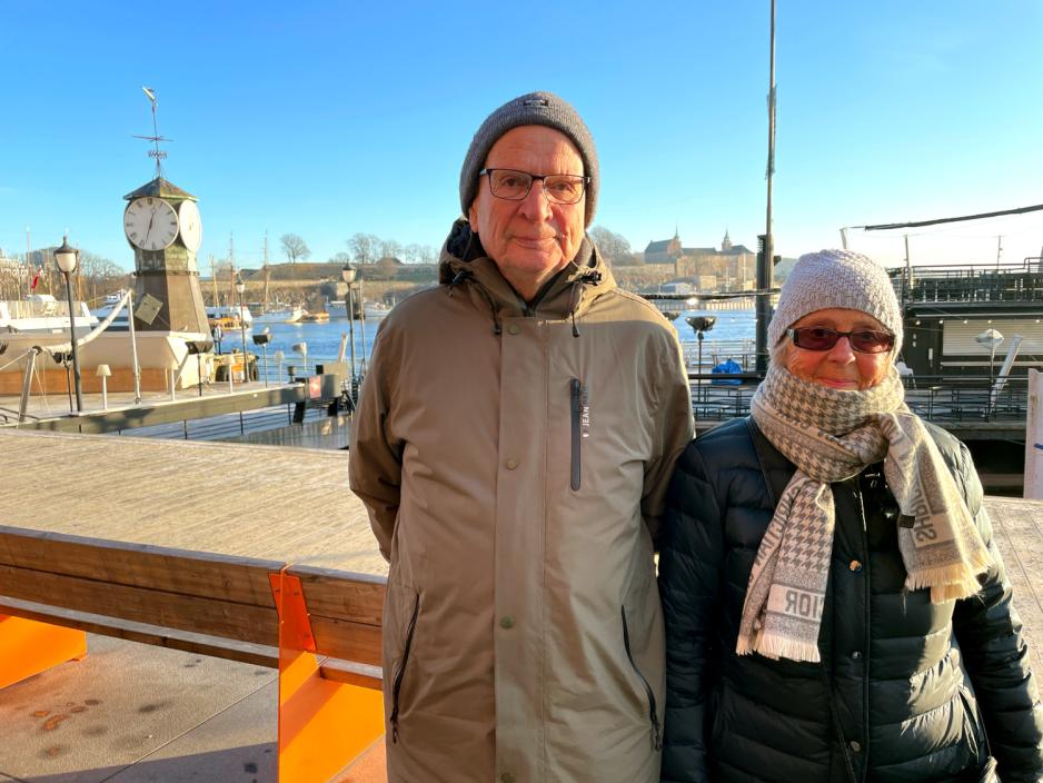 Ekteparet Atle og Asta Moldeklev p&aring; Aker Brygge i Oslo