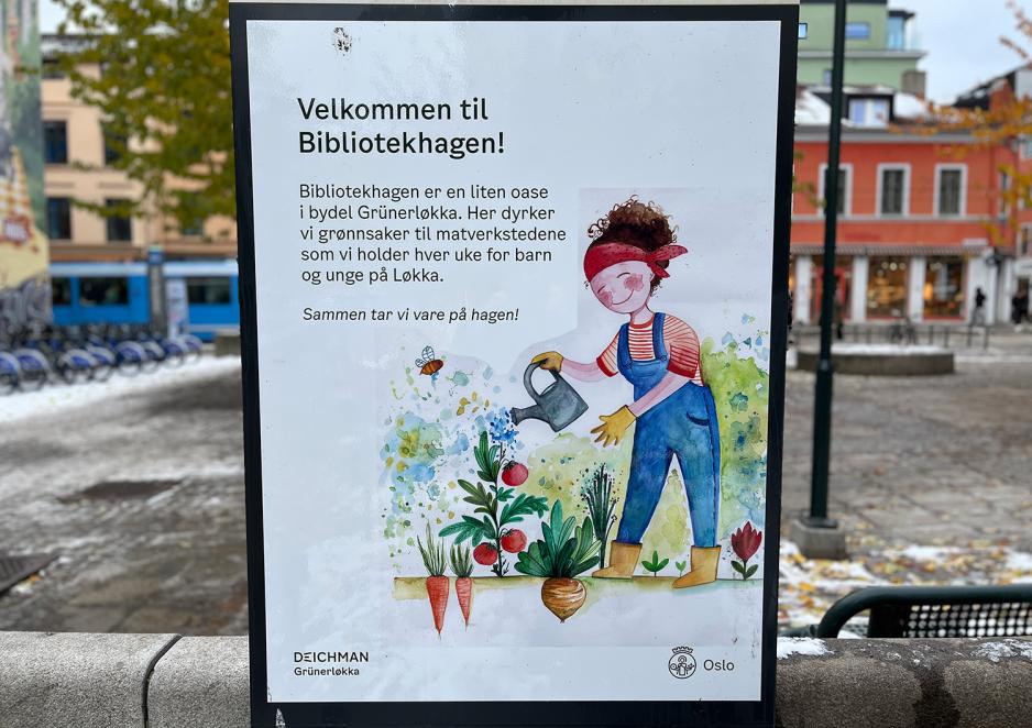 Bibliotekets hage p&aring; Gr&uuml;nerl&oslash;kka 