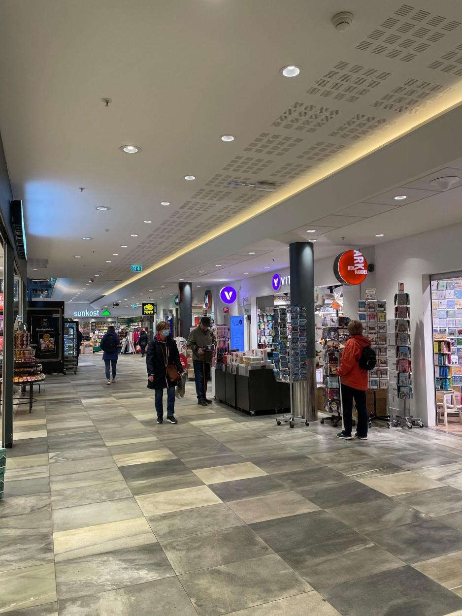 Mennesker inne p&aring; kj&oslash;pesenter