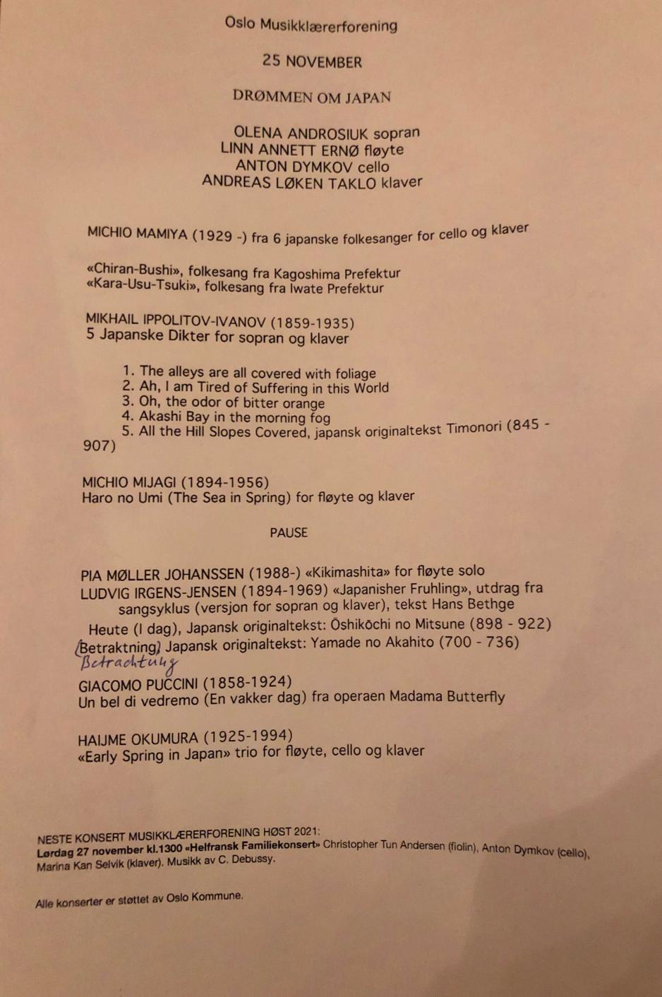 oslo musikkl&aelig;rerforening program