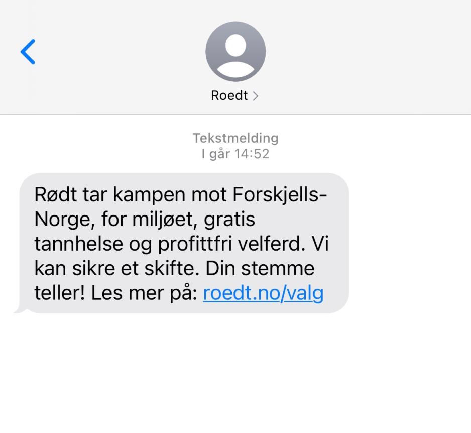 SMS R&oslash;dt Valg 2021