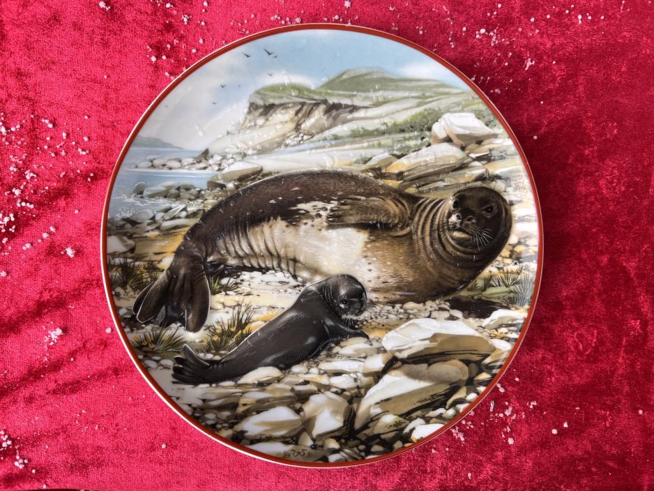 tallerken med en sel p&aring;