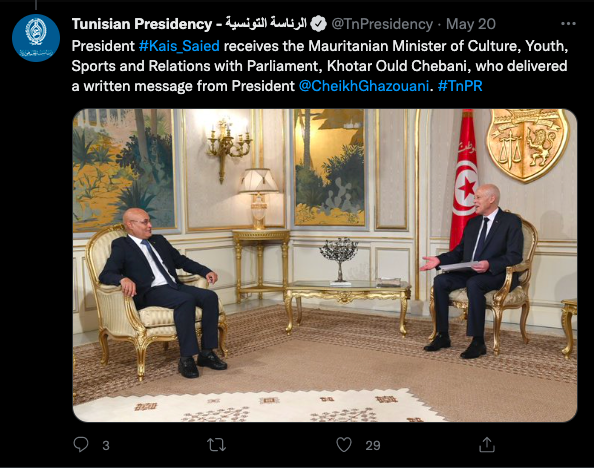 Den siste oppdateringen av presidentens twitter-konto.