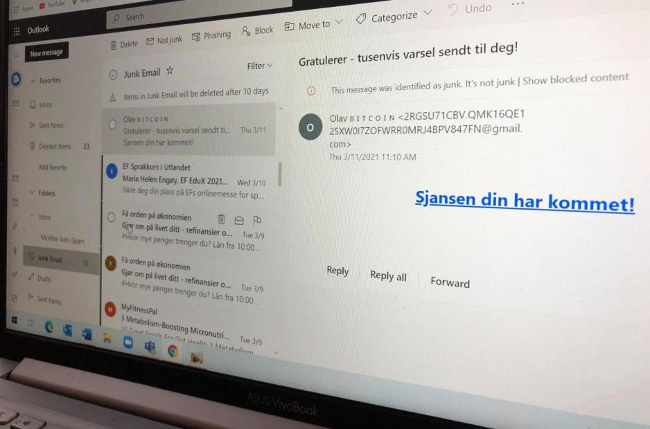 S&oslash;ppelpost p&aring; e-post konto
