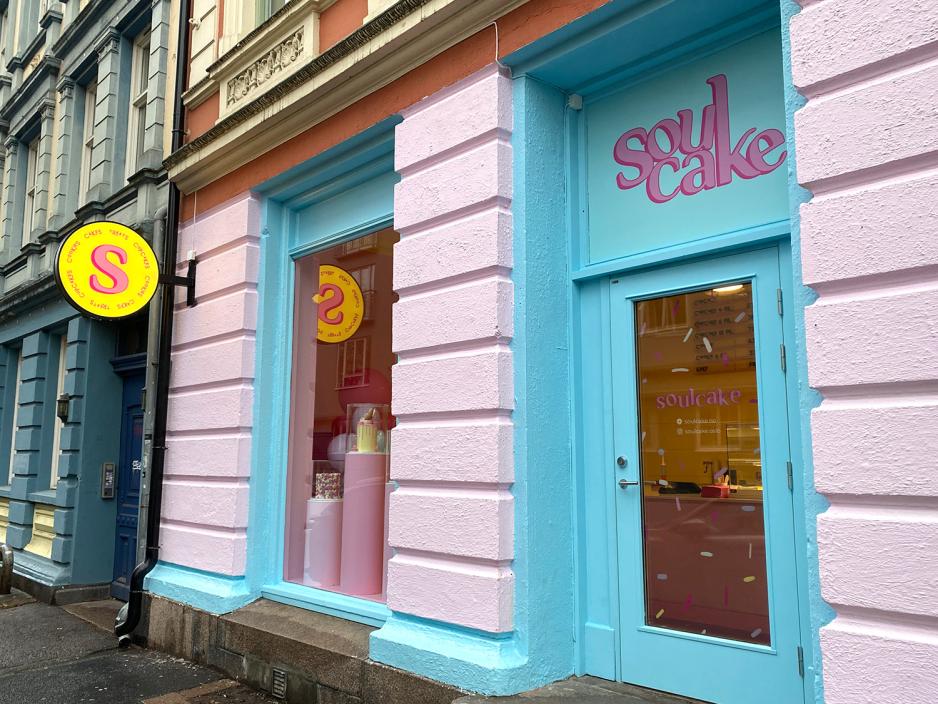 Utsiden av Soulcake sitt nye lokale p&aring; Gr&uuml;nerl&oslash;kka. 