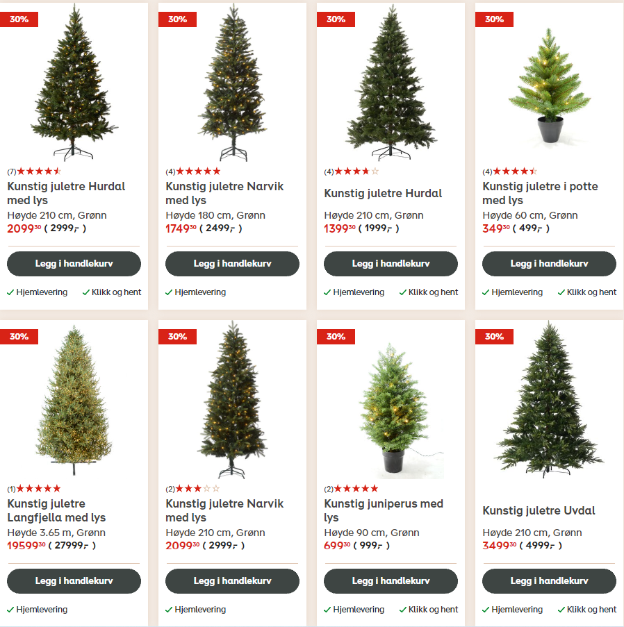 Kunstige juletr&aelig;r plantasjen