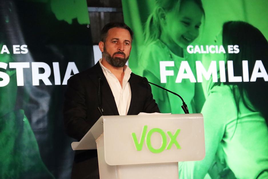 Lederen av partiet Vox avbildet ved et landsstyrem&oslash;te i Galicia.