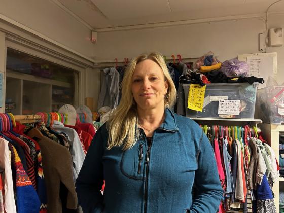 Carina Sandberg i lokalet p&aring; Hauketo