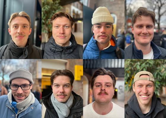 Bilde collage av &aring;tte menn med barter