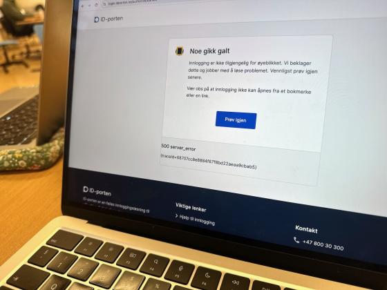 Bilde av en pc-skjerm som viser feilmeldingen p&aring; Helsenorge sin nettside.