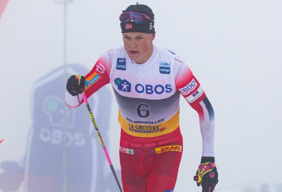 Johannes H&oslash;sfot Kl&aelig;bo under Holmenkollen skifestival i 2019. 