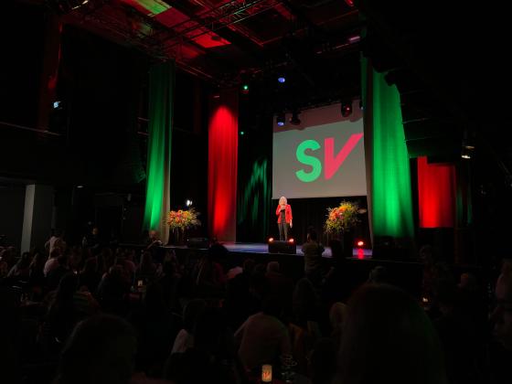 Kirsti Bergst&oslash; p&aring; valgvaken.