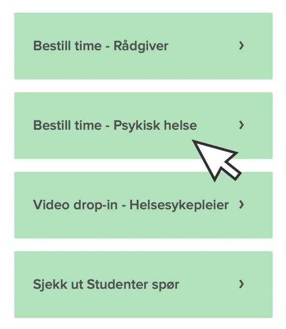 Skjermbilde fra SiOs nettside. Bildet viser timebestillingsknappen. 
