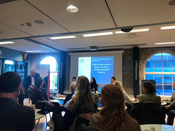 PRIOs Midt&oslash;sten-senteret holder et seminar, og foredragsholderne er  J&uacute;lia Palik, Pinar Tank og Vidar Benjamin Skretting.