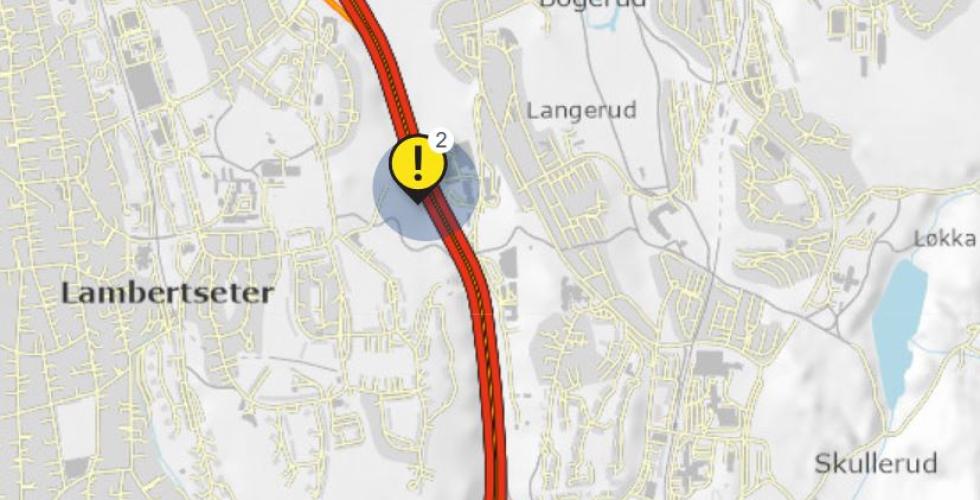 To ulykker markert p&aring; Statens vegvesens kart over trafikkuhell