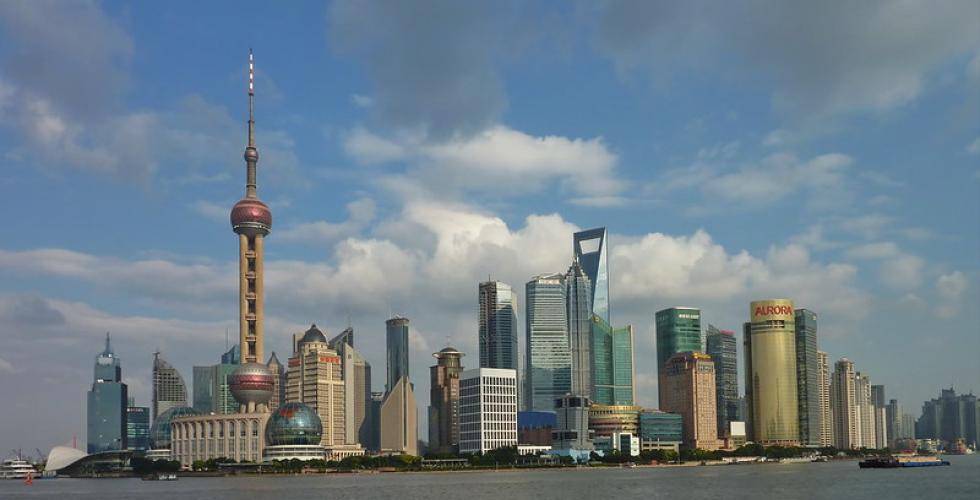 Oversiktsbilde over Pudong-omr&aring;det i Shanghai