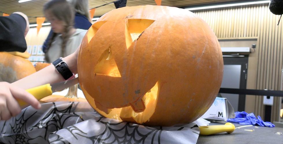 Gresskar blir kuttet opp f&oslash;r halloween