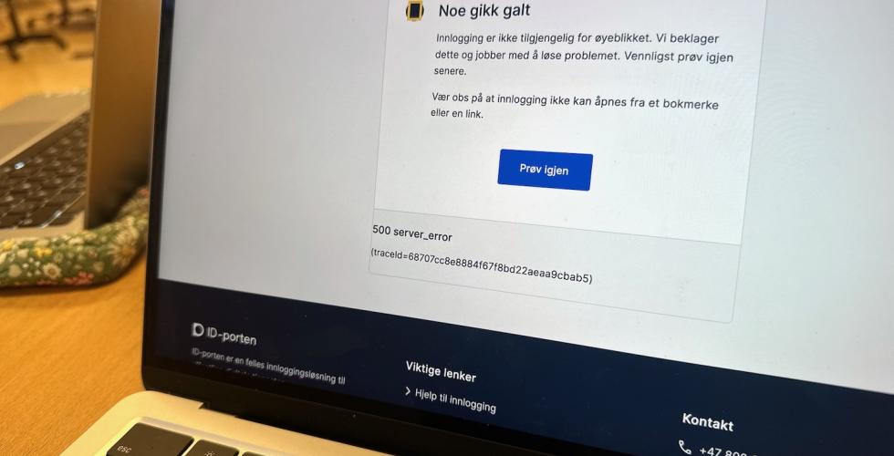 Bilde av en pc-skjerm som viser feilmeldingen p&aring; Helsenorge sin nettside.