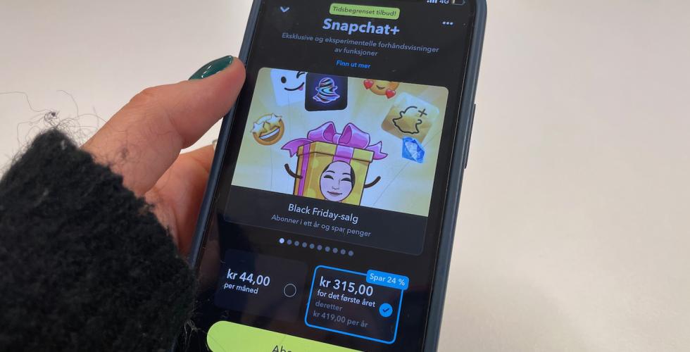 telefon med snapchat pluss tilbud p&aring; skjermen