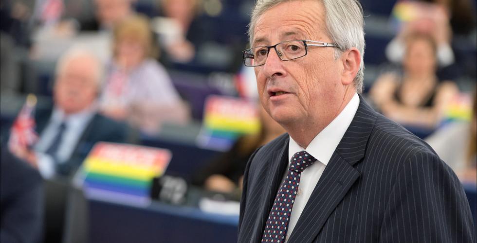 Presidenten av Europakommisjonen, Jean-Claude Juncker, under avstemming f&oslash;r han ble valgt.