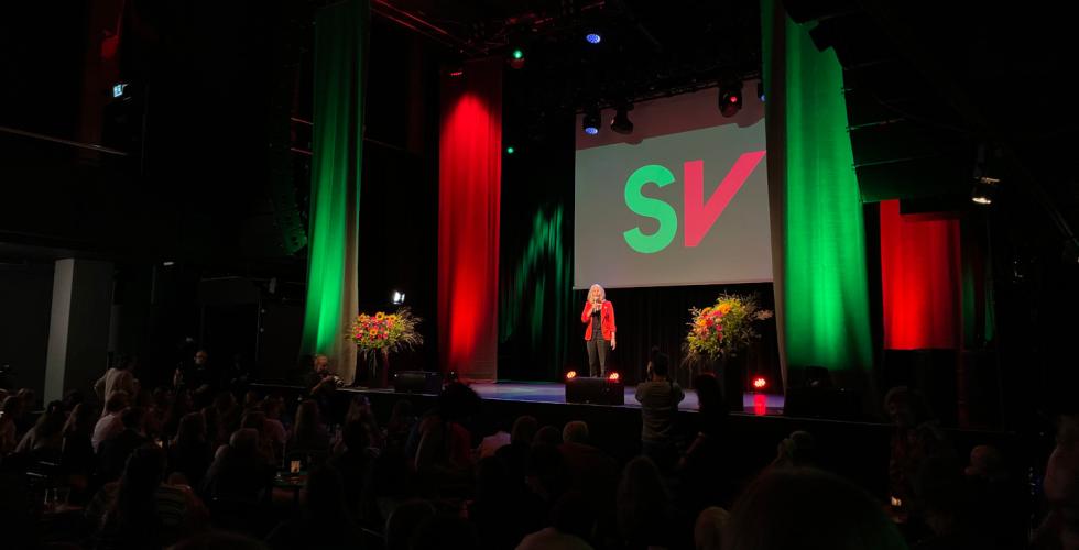 Kirsti Bergst&oslash; p&aring; valgvaken.