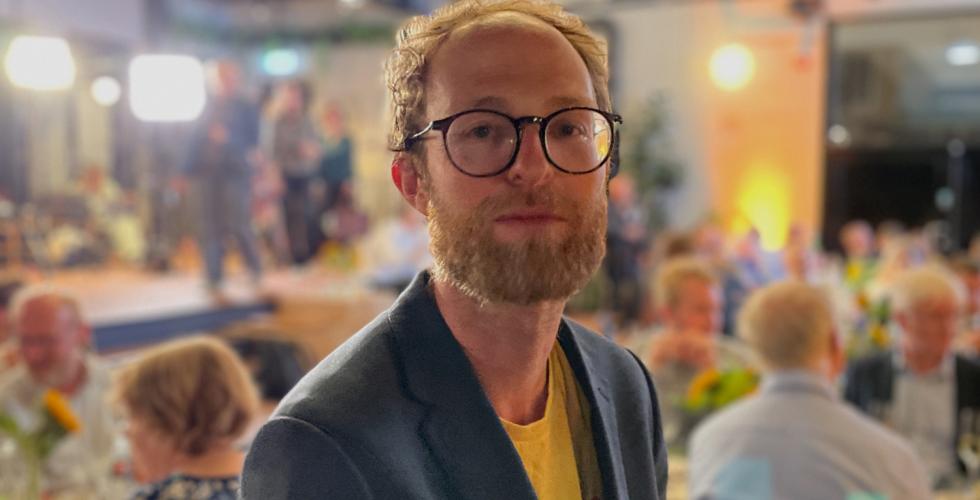 Bilde fra KrFs valgvake rett etter resultatene av den f&oslash;rste prognosen.