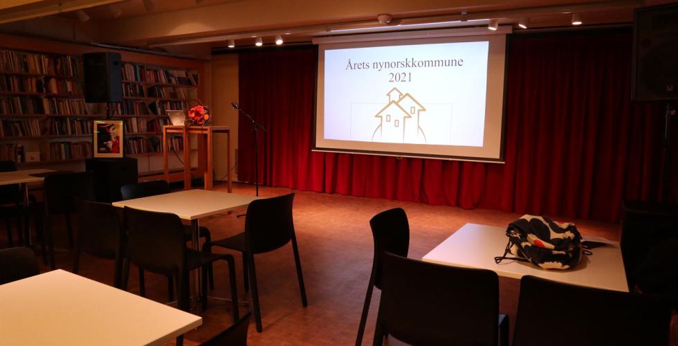 K&aring;ringa av nynorskkommunen var p&aring; litteraturhuset. Foto: Marie Askeland Lauvdal